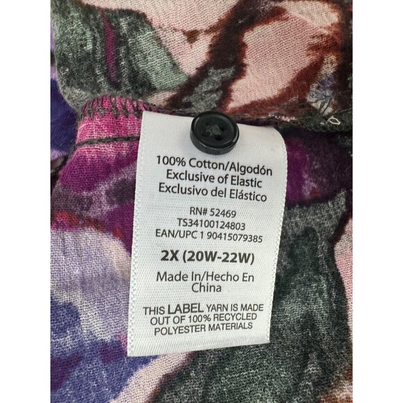 Floral Print Smocked Cotton Peasant Dress Pockets Size 2X 20W-22W New Boho Plus - Picture 11 of 12